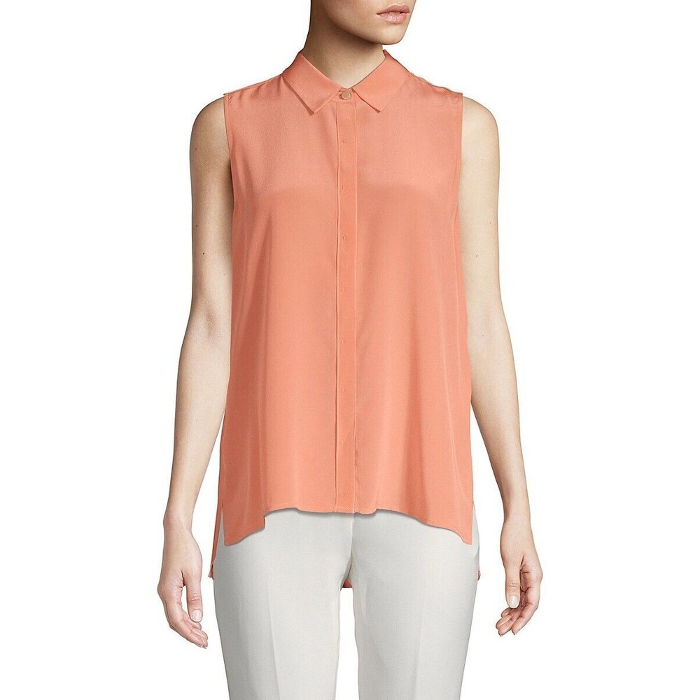 Donna Karan NY Sleeveless 100% Silk Button Up Blouse M NWOT